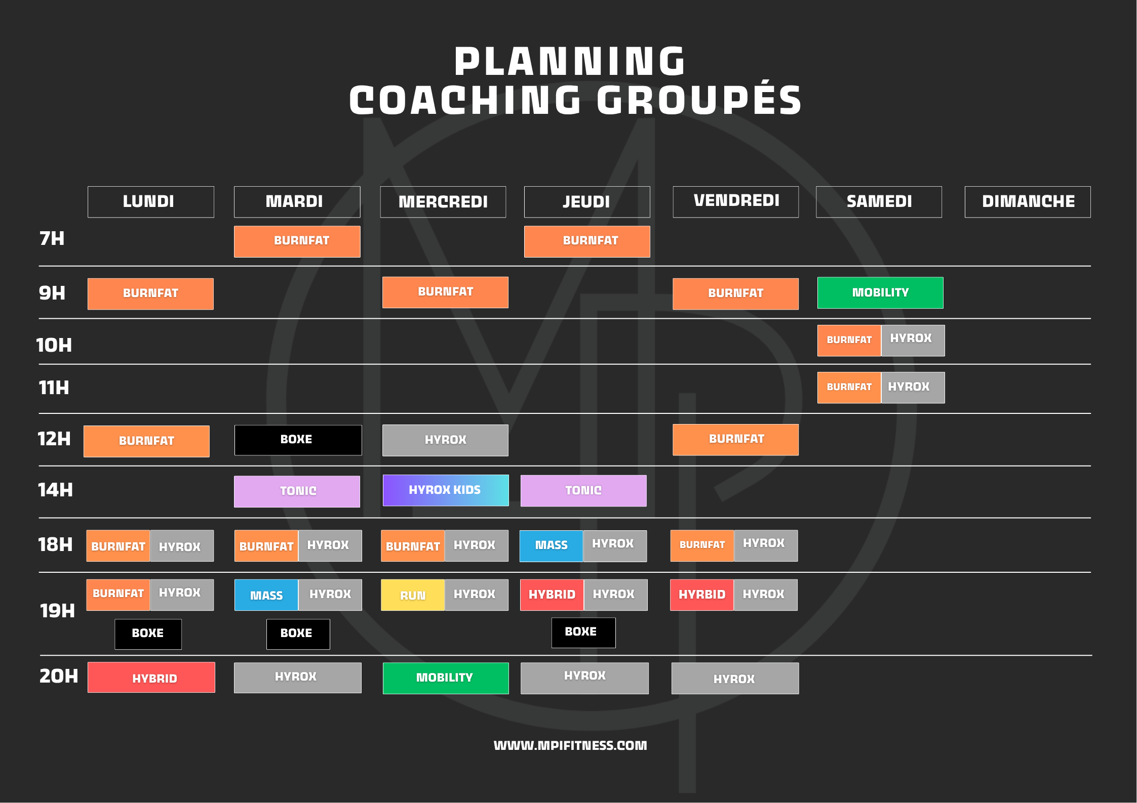 planning des cours mpifitness illange